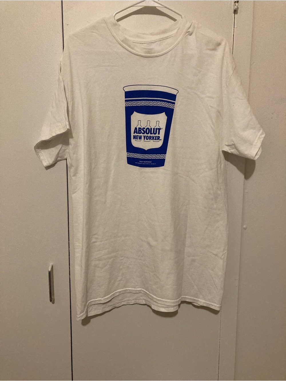 Absolut New Yorker Graphic Tee - White with Royal Blue Print XL